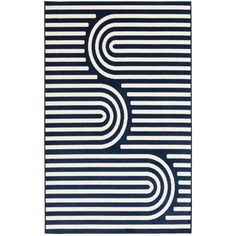 a black and white rug with lines on it