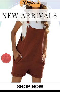 Ladies Summer Sleeveless Short Length Jumpsuit with Pockets Sleeveless Summer Shortalls With Pockets, Sleeveless Summer Shortalls For Spring, Sleeveless Cotton Shortalls For Spring, Summer Sleeveless Shortalls For Spring, Cotton Sleeveless Shortalls For Spring, Spring Sleeveless Cotton Shortalls, Trendy Summer Shortalls With Bib Front, Casual Sleeveless Shortalls With Pockets, Trendy Sleeveless Shortalls With Pockets