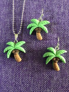 (11,518) Palm Tree Necklace or Earrings  Made from polymer clay, 7/8" x 3/4" Earrings on silver plate ear wires  Necklace on 18" sterling silver chain  These are super cute! Handmade Themed Sterling Silver Jewelry, Fun Nickel Free Resin Jewelry, Cute Resin Jewelry With Matching Earrings, Clay Jewelry With Matching Earrings For Gift, Fun Nickel-free Resin Jewelry, Nickel-free Fun Resin Jewelry, Handmade Green Clay Jewelry, Whimsical Clay Jewelry For Gifts, Whimsical Clay Jewelry Gift