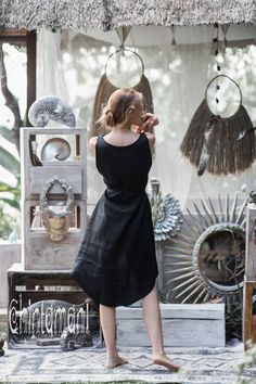 ⫸ We ship by EXPRESS EMS now for fast & safe delivery! Little black linen dress from our limited collection, this creation is simply stunning! It comes in two amazing fabrics - luxurious, divinely soft natural silk, or noble and durable 100% linen. It's silhouette is laconic, but has our signature designer twist - it is little shorter in the front and longer in the back. You can wear this tunic tank dress just loose, it will fold around gracefully, or you can shape it with a belt, that comes Black Sleeveless Linen Dress, Black Bohemian Linen Dress For Summer, Black Bohemian Linen Summer Dress, Black Bohemian Linen Dress, Linen Dresses For Women, Without Bra, Black Linen Dress, Dress Modest, Linen Clothing