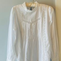 Loft Shirt - New Without Tags Size: Small Color: White 100% Cotton Classic Summer Tops For Brunch, Classic Tops For Summer Brunch, Classic Long Sleeve Tops For Brunch, Elegant Cotton Shirt For Brunch, Classic White Tops For Brunch, Forever 21 White Cotton Blouse, Top Blouse, Loft, Womens Tops