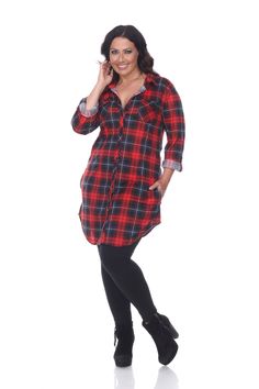 Refresh your wardrobe with this stylish and modern streetwear plaid button-down tunic for women. a timeless piece for casual or dressy occasions, it's sure to become one of your favorite go-to pieces. Tunics Online, Plaid Tunic, Plaid Dress Shirt, Teacher Outfits, Unisex Baby Clothes, White Mark, Plaid Dress, Plaid Pattern, Everyday Outfits