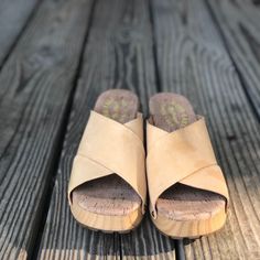 These Bright Yellow, 70s' Vibe Slip On Sandals Have A Nice Chunky Heel. Only Worn A Couple Of Times. Size 6, But Fits A Little Large. Basically Brand New. Beach Clogs With Cork-bed Midsoles And Round Toe, Spring Clogs With Cushioned Footbed For Everyday, Spring Everyday Clogs With Cushioned Footbed, Everyday Round Toe Clogs For Spring, Everyday Spring Clogs With Round Toe, Everyday Spring Clogs With Closed Toe, Everyday Spring Closed Toe Clogs, Casual Summer Clogs For Everyday Wear, Casual Summer Everyday Clogs