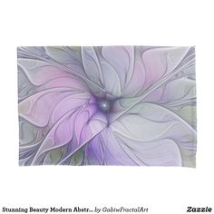 an abstract art piece with white and purple flowers in the center, on a white background