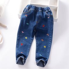 Girls Cartoon Solid Color Casual Jeans Wholesale - PrettyKid Sales Girl, Girls Cartoon, Affordable Clothes, Girl Cartoon, Casual Jeans, Deep Blue, Fabric Material, Denim Jeans, Girl Outfits