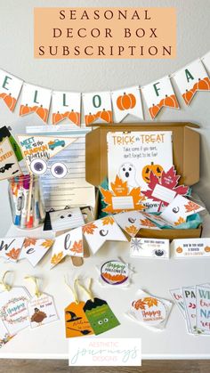 the seasonal decor box is packed with items for halloween and other holiday activities to make it fun