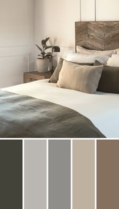 a bedroom with neutrals and browns in the color scheme, along with white walls