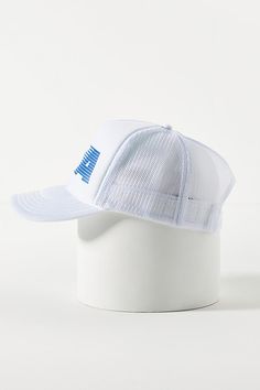 Polyester Spot clean Imported | USA Trucker Hat by Ascot + Hart in White, Women's, Polyester at Anthropologie White Trucker Hat With Flat Bill For Spring, White Flat Bill Trucker Hat For Spring, Candle Accessories, Spot Cleaner, Color Coding, Trucker Hat, Accessories Hats, Anthropologie, Hats