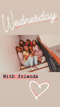 a group of women sitting on top of a bed with the words wednesday written above them