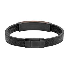 Add a stylish new element to your everyday wardrobe with this handsome men's leather bracelet. Add a stylish new element to your everyday wardrobe with this handsome men's leather bracelet. FEATURES Length: 8.5 in. Closure: magnetic Metal: stainless steel Plating: ion plated Finish: polished Material: leather, carbon, fiber, copper foil Packaging: boxed Size: 8.5". Color: Black. Gender: male. Age Group: adult. Black Rectangular Leather Strap Bracelet, Classic Rectangular Leather Bracelets, Classic Rectangular Leather Bracelet, Formal Brown Leather Strap Bracelet, Brown Leather Rectangular Bracelet, Classic Leather Bracelets For Everyday, Rectangular Leather Bracelets, Business Bracelet With Leather Strap, Business Leather Bracelets With Leather Strap