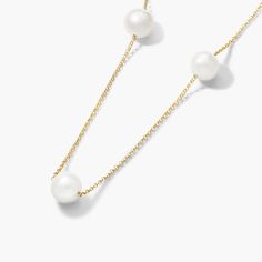 Modern meets classic in this luxurious necklace. Worn alone or paired with multiple strands of pearls, this necklace will add elegance to any look. Luxurious Necklace, Station Necklace, Fresh Water, Pearl Necklace, Yellow Gold, Yellow, Gold