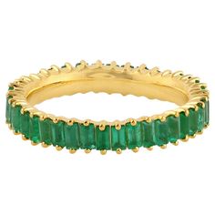 Emerald Eternity Band Ring Made In 18k Yellow Gold For Sale at 1stDibs Emerald Band Ring, Emerald Eternity Band, Emerald Band, Premium Jewelry, Gold For Sale, Eternity Band Ring, Gold Band Ring, Emerald Gemstone, Mens Jewelry Bracelet