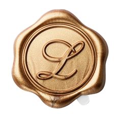 a wax stamp with the letter e in it's center and an initial on top