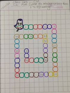 a piece of paper that has been drawn with numbers and circles in the shape of a square