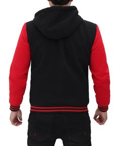 Men's Hooded Black and Red Varsity Jacket
Try this astonishing Red and Black Varsity Jacket With Hood for your casual use. It has a slim cut style, rib-knit collar, cuffs and hems, and central button closure. Its big hood will keep you warm in winter and enhance the appealing appearance. Impeccable quality and modern style varsity jacket is only one click away from you. Get yours today. Red Outerwear With Ribbed Cuffs And Baseball Collar, Hip Hop Hooded Cotton Varsity Jacket, Hip Hop Cotton Hooded Varsity Jacket, Cotton Hooded Varsity Jacket In Hip Hop Style, Red Winter Outerwear With Ribbed Collar, College Hip Hop Hooded Varsity Jacket, Hip Hop Hooded Varsity Jacket For College, Hip Hop Style Hooded Varsity Jacket For College, Hooded Cotton Varsity Jacket For College