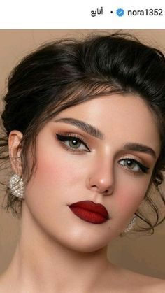 Bridal Makeup Red Lips, Dark Red Lipstick, Pinterest Pretty, Wedding Makeup Tutorial, Glam Wedding Makeup, Bridal Eye Makeup