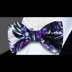 White Green Purple MonteVerde Bow Tie Dapper Bow With Butterfly Knot, Spring Formal Bow Tie With Satin Bow, Elegant Bow Tie Suit And Tie Accessories For Spring, Dapper Summer Party Suit And Tie Accessories, Elegant Bow Tie Suit Accessories For Spring, Spring Formal Satin Bow Tie, Dapper Bow Tie For Summer Formal Events, Dapper Bow Tie For Summer Formal Occasions, Dapper Summer Bow Tie For Formal Occasions