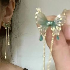 New Chinese Style Vintage Green Butterfly Tassel Earrings Fashion Design Temperament Female Earrings Female Earrings, Green Butterfly, New Chinese Style, New Chinese, Bracelet Jewelry, Tassel Earrings, Ring Bracelet, Chinese Style, Fashion Earrings