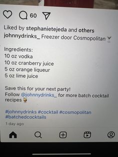 an image of someone's twitter post about the drink she drank for her birthday