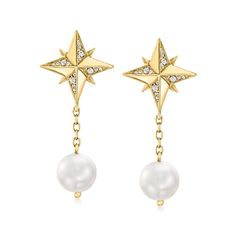 Star Drop Earrings, Pearl Birthstone, Jewelry Essentials, Earrings Pearl, Topaz Stone, Freshwater Cultured Pearls, Stone Cuts, Fine Jewellery Earrings, White Topaz