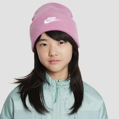 Turn chilly days into cozy ones with our Nike Peak beanie. Made from softly knit yarn, it has a fold-over cuff that lets you personalize your look. Casual Knitted Beanie For Winter, Basic Adjustable Winter Beanie, Casual Pink Beanie For Spring, Casual Adjustable Soft Knit Hat, Soft Cotton Winter Hat, Casual Adjustable Solid Beanie, Pink Casual Beanie Cap, Trendy Pink Beanie For Spring, Casual Adjustable Knitted Beanie