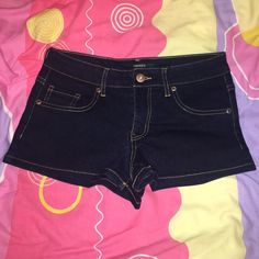 A Pair Of Low-Rise Denim Shorts, Featuring A Five Pocket Construction And A Zip Fly. Color: Indigo New, Never Worn 60% Cotton 31% Polyester 8% Rayon 1% Spandex/Elastane Machine Wash Cold. Line Dry. Iron Low. Do Not Bleach/Dry Clean. Trendy Dark Wash Mid-rise Jean Shorts, Trendy Mid-rise Dark Wash Jean Shorts, Forever 21 High-waist Jean Shorts With Built-in Shorts, Trendy Dark Wash Stretch Shorts, Forever 21 Cotton Jean Shorts, Forever 21 Mid-rise Denim Shorts, Forever 21 Mid-rise Casual Shorts, Trendy Mid-rise Shorts By Forever 21, Forever 21 Trendy Mid-rise Shorts