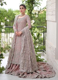 Light Pink Lehenga and Kameez Pakistani Bridal Dress Pink Wedding Gown With Dabka Work, Pink Bridal Pakistani, Pink Pakistani Bridal Dress, Light Pink Lehenga, Dusty Pink Pakistani Dress, Blush Pink Pakistani Dress, Light Pink Pakistani Wedding Dress, Bridal Lehenga Pakistani, Pakistani Bridal Lehenga