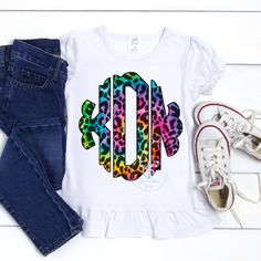 Cute Multicolor T-shirt With Name Print, Multicolor Cotton Tops With Sublimation Print, Cute Multicolor Printed T-shirt, Cute Multicolor T-shirt With Rainbow Print, Trendy Multicolor Shirt With Sublimation Print, Cute Multicolor Rainbow Print T-shirt, Cute Multicolor Printed Shirt, Cute Multicolor Shirt With Letter Print, Fun Multicolor Tops With Custom Print