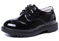 PRICES MAY VARY. 【Comfortable Oxford Shoes for Kids】: Finished with smooth patent leather vamp, these boy's dress shoes easy to clean. Lightweight outsole will keep him comfortable all day long, the full sponge heel cup helps support your kid's feet 【Classic Dress Shoes for Kids】: Lace-up closure for a secure and traditional fit. His sophisticated attire will look perfectly polished with these classic dress oxfords. these oxford shoes works perfectly with both formal and casual wear and pair wit Uniform Shoes, School Uniform Shoes, Girls Dress Shoes, Shoes For Kids, Black Oxfords, Oxford Dress Shoes, Oxford Dress, School Shoes, Classic Dress