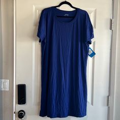 Nwt Anytime Knit Tee Dress By Columbia. Ways Dress To Throw On Blue Relaxed Fit Dress With Crew Neck, Casual Blue Short Sleeve T-shirt Dress, Casual Blue Cotton T-shirt Dress, Red White Blue Dress, Columbia Dresses, Gameday Dress, Short Sleeve Summer Dresses, Womens Sheath Dress, Halter Top Dresses