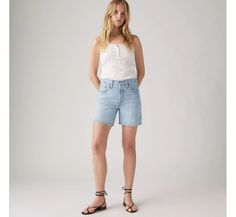 501® Mid Thigh Women's Shorts - Medium Wash | Levi's® US Levi's Relaxed Fit Jean Shorts For Summer, Levi's Straight Leg Jean Shorts For Spring, Levi's Cutoff Shorts For Summer, Levi's Jean Shorts For Spring, Levi's High-waisted Jean Shorts For Summer, Levi's High-waisted Shorts For Summer, Mid Thigh Shorts, Summer Essentials, Out Of Style