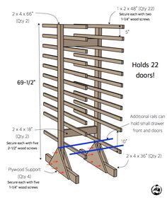 the diagram shows how to build a wooden rack