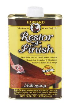 a can of restore and finish cherry wood furniture paint with the words restore and finish on it