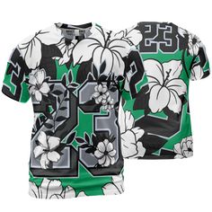 Lucky-Green-5s-T-Shirt-Match-23-Floral-3D-Flowers Cheap Green T-shirt With Graffiti Print, Lucky Green, Green Collection, Matching Jordans, Under The Lights, Jordan 5, 3d T Shirts, Fleece Fabric, Unisex Fashion