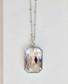 Large crystal clear pendant made with SWAROVSKI crystal.