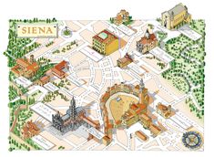 an illustrated map of the city of stena, with all its buildings and streets