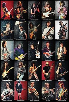 an image of many different guitars and instruments that are featured in this poster for the band's album