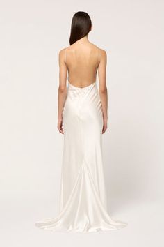 SCOOP BACK SLIP MAXI DRESS - WHITE - MICHAEL LO SORDO Slip Wedding Dress, Silk Drapes, Slip Maxi Dress, Long Slip Dress, Long Slip, Maxi Gown, Maxi Gowns, Pink Maxi Dress, Dress Silhouette