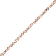 Slip this charming diamond tennis bracelet onto her wrist for a perfect anytime surprise. Crafted in precious 10K rose gold, this shimmering flower line design sparkles with a diamond center stone at every link. Radiant with 1/2 ct. t.w. of diamonds and a bright polished shine, this 7.0-inch bracelet secures with a tongue and groove clasp. Formal Sparkling Rose Gold Bracelets, Sparkling Diamond Bracelets In Rose Gold, Rose Gold Diamond Tennis Bracelet With Jubilee Style, Dazzling Rose Gold Diamond Cut Bracelet, Rose Gold Diamond Tennis Bracelet Brilliant Cut, Rose Gold Tennis Bracelet With Cubic Zirconia, Rose Gold Diamond Tennis Bracelet With Prong Setting, Rose Gold Tennis Bracelet With Prong Setting, Fine Jewelry Rose Gold Tennis Bracelet With Prong Setting