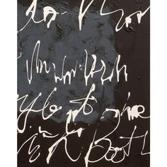 a black and white painting with writing on it