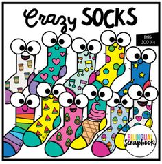 the crazy socks coloring book is filled with colorful cartoon characters and their name on it