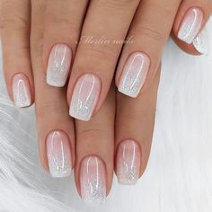 Winter Ombre Nails, Wedding Gel Nails, Wedding Acrylic Nails, Wedding Day Nails, Bridal Nails Designs, Bridesmaids Nails, Wedding Nail Art Design, Unghie Sfumate, Girly Makeup