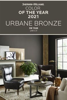 the color of the year 2012 urbane bronze is shown in this living room photo