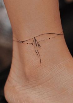 a woman's foot with a small tattoo on the side of her left ankle