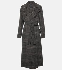 Find MAX MARA Galles Checked Wool-blend Wrap Coat on Editorialist. Material: 80% wool, 10% polyamide, 10% mohair. Care instructions: dry clean. Made in China. Designer color name: Scoozzese. Lining: 100% silk. Closure: belted waist. Pockets: patch pockets. Detachable belt. Chic Winter Coat, Gray Wool Coat, Wool Wrap Coat, Wool Wrap, Costume Intero, Wrap Coat, Wool Blend Coat, Grey Women, Outerwear Coats