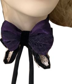 Purple Bow Tie For Party, Purple Party Bow Tie, Elegant Purple Bow Tie For Party, Wedding Bow With Butterfly Knot, Black Ribbon Fitted Bow Tie For Party, Black Bow Tie With Butterfly Knot For Wedding, Black Butterfly Knot Bow Tie For Wedding, Wedding Black Bow Tie With Butterfly Knot, Black Fitted Bow For Wedding