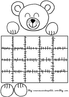 a teddy bear holding a puzzle piece with numbers on the front and back side, in black and white