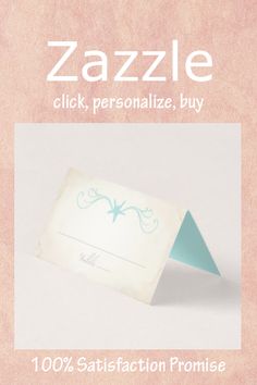 a card with the name zazzle on it and an envelope in front of it