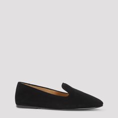 The Row Tippi Black Lamb Leather Loafers. Black suede lamb leather, almond toe, slip-on design, brown leather lining and insole, flat leather outsole. Balenciaga Designer, Sneaker Wedge, Leather Loafers, Manolo Blahnik, Loafer Shoes, High Heel Shoes, Black Suede, Flat Shoes Women, Boat Shoes