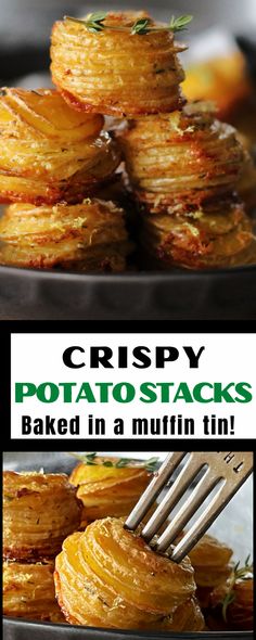 crispy potato stacks baked in a nuttin tin are the perfect appetizer